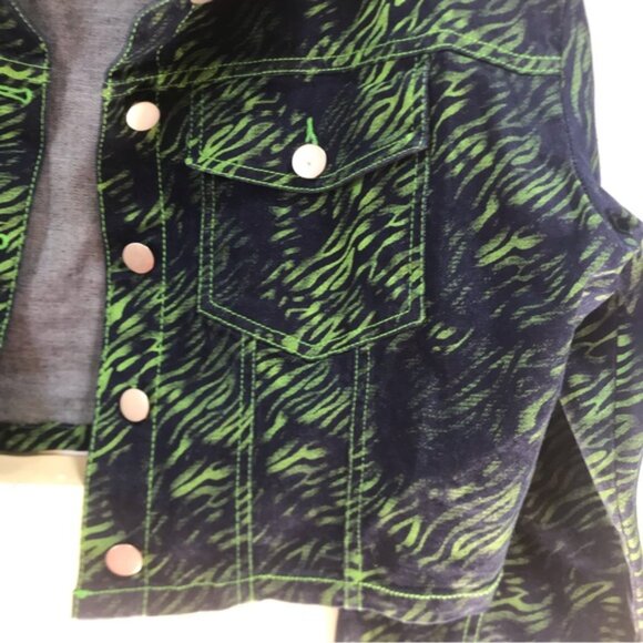 I.AM.GIA Sinead Jacket Green Tiger Crop Jean Jacket Animal Print Cotton Top XS - Picture 8 of 16